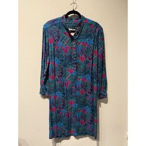 VTG California Designs Dorothy Samuel Colorful Abstract Floral‎ Dress Size 16